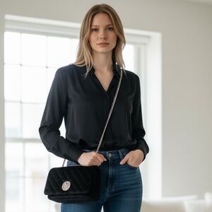 Versace Velvet+Lamb Leather Crossbody NWT! With COA